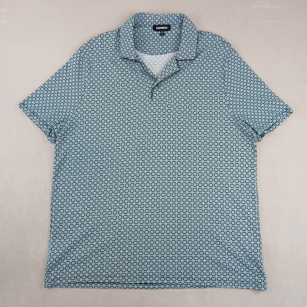 Express XL Mens Polo Shirt Knit Geometric Open Collar 23x30